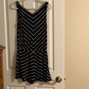 Max Studio black and white striped short romper. Size M